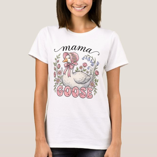 Camiseta Arte com palavras de ganso Mama fofa (Frente)