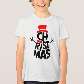 Camiseta Arte com Palavras de Homem de Neve de Natal
