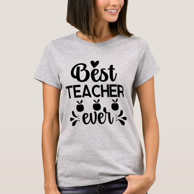 Camiseta Arte com palavras de melhor professora fofa de sem (Frente)