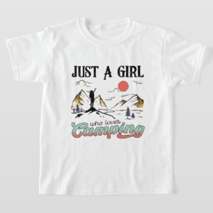 Camiseta Arte com palavras de menina fofa que ama acampar