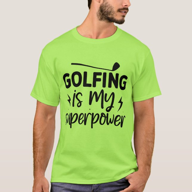 Camiseta Arte com palavras de superpoder de golfe engraçado (Frente)