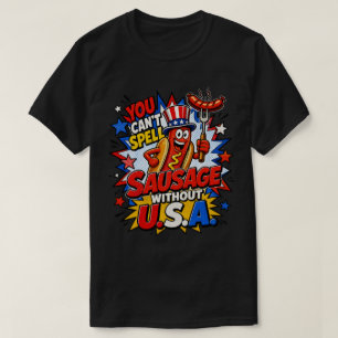 Camiseta Arte Cômica Patriótica de Churrasco de Salsicha Di