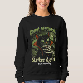 Camiseta Arte Cômico de Gato Preto Vampiro Vintage Assustad