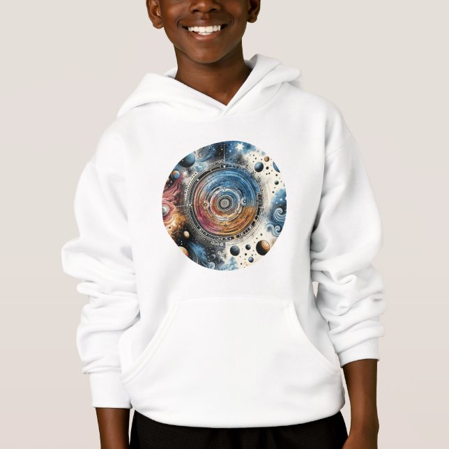 Camiseta Arte Cósmica Futurística Batik - Design de Espaço (Frente)