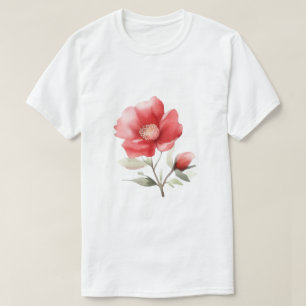 Camiseta Arte Criativa de Flor Vermelha