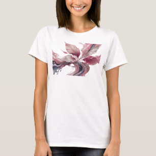 Camiseta Arte Criativa Dourada de Folhas Abstratas Visuais