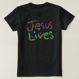 Camiseta Arte Cristã Desenhada à Mão Jesus Vive