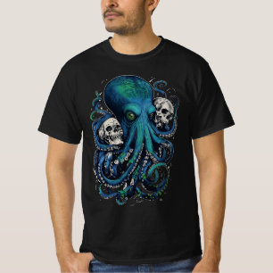 Camiseta Arte Crônica Escura - Octopus Gótico Horror T-shir