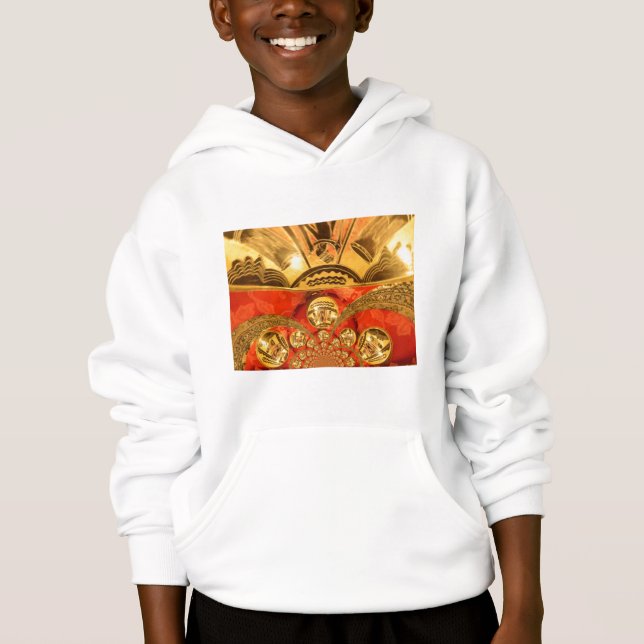 Camiseta Arte Cultural Africana: Design Vermelho Ouro Rico (Frente)