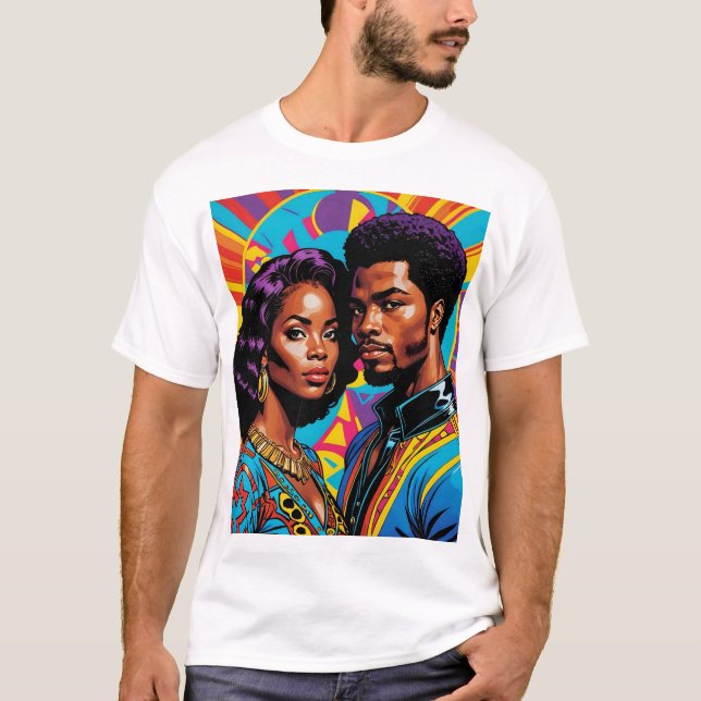 Camiseta Arte Cultural Colorida de Poder Afrocêntr (Frente)