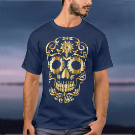 Camiseta Arte Cultural do Dia dos Mortos Mexicano Caveira A