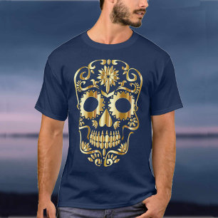 Camiseta Arte Cultural do Dia dos Mortos Mexicano Caveira A