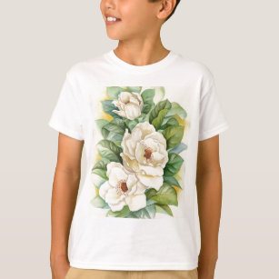 Camiseta Arte da aguarela da flor da magnólia - multi