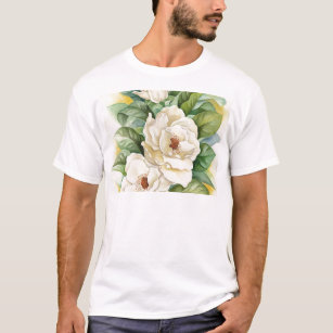 Camiseta Arte da aguarela da flor da magnólia - multi