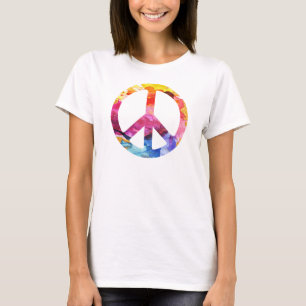Camiseta Arte da aguarela da menina 70s do Hippie do sinal