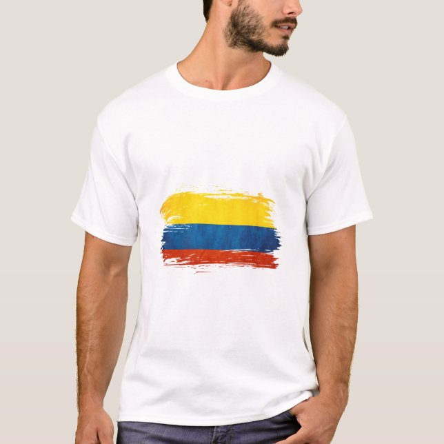 Camiseta Arte da Bandeira da Colômbia (Frente)