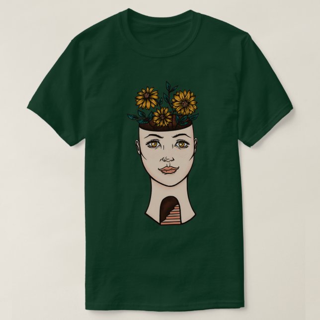 Camiseta Arte da Cabeça da Mulher Surreal (Frente do Design)