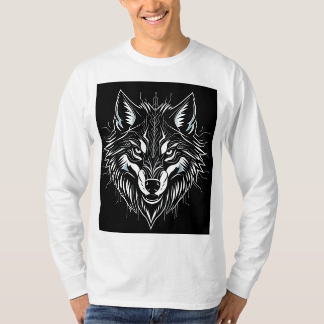 Camiseta Arte da cabeça de lobo (Frente)