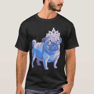 Camiseta Arte da Cadela Real Pug Princesa, Estilo Geométric