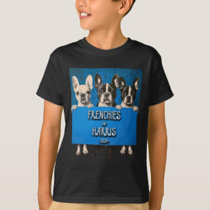 Camiseta Arte da Campanha do Bulldog Adorável Para Harris 2