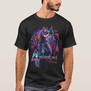 Camiseta Arte da Capa do Resident Evil 4 Japonês Kanji Leon