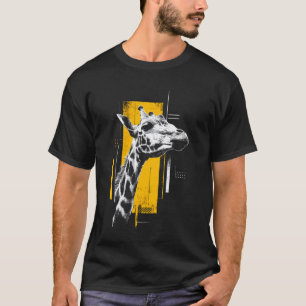 Camiseta Arte da Cara da Girafa Amante de Animais Safari Áf