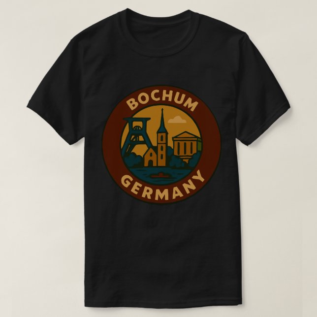 Camiseta Arte da Cidade de Bochum Alemanha (Frente do Design)