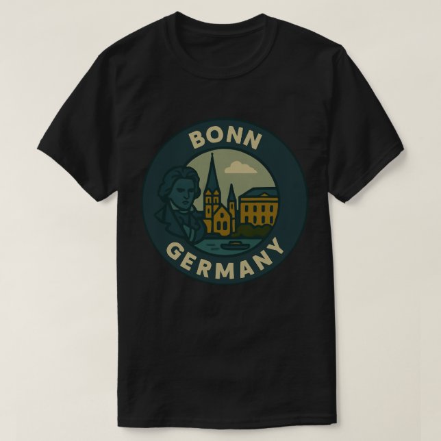 Camiseta Arte da Cidade de Bonn Alemanha (Frente do Design)