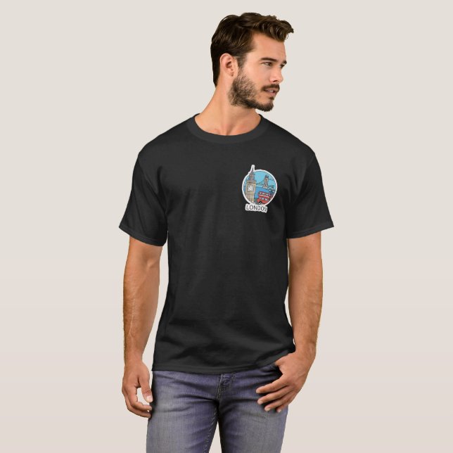 Camiseta Arte da Cidade de Londres Inglaterra (Frente Completa)