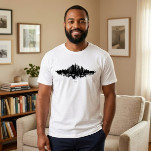 Camiseta Arte da Cidade em Aquarela Preto e Branco da Silhu