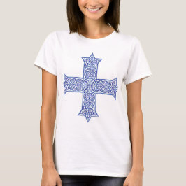 Camiseta Arte da Cruz Copta Azul Lapis Premium