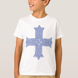 Camiseta Arte da Cruz Copta Azul Lapis Premium