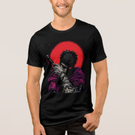 Camiseta Arte da Espada da Lua Vermelha do Guerreiro Anime