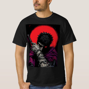 Camiseta Arte da Espada da Lua Vermelha do Guerreiro Anime