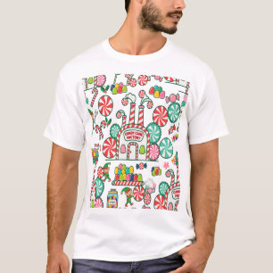 Camiseta Arte da Fábrica de Peppermint Candy Cane