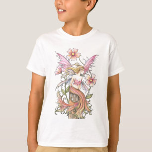 Camiseta Arte da Fada da Flor Rosa