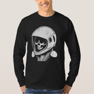 Camiseta Arte da Linha do Capacete do Astronauta do Esquele