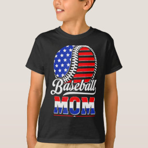 Camiseta Arte da Mãe Bandeira Americana Mãe de Beisebol
