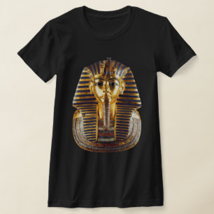 Camiseta Arte da Máscara do Faraó Egípcio Dourado
