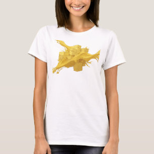Camiseta Arte Da Moda Cubos Abstratos Dourados
