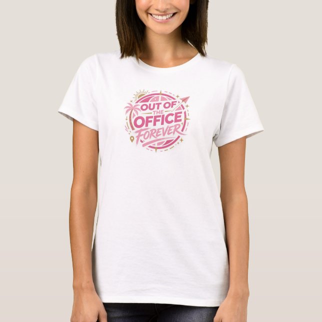 Camiseta Arte da Moda Rosa Caprichosa FORA DO TRABALHO (Frente)