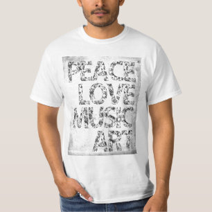 Camiseta arte da música do amor da paz