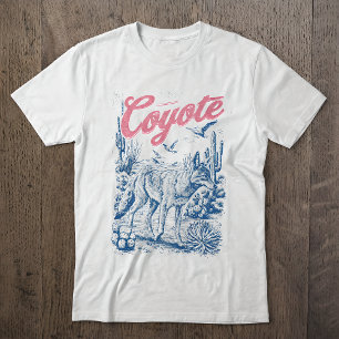 Camiseta Arte da Natureza Fauna Cena do Deserto de Coyote V