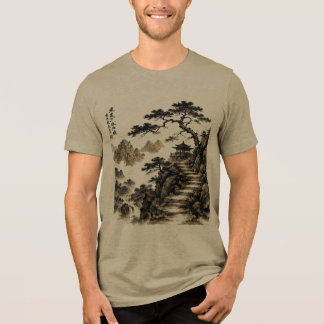 Camiseta Arte da Natureza Paisagem de Tinta da Montanha Ser