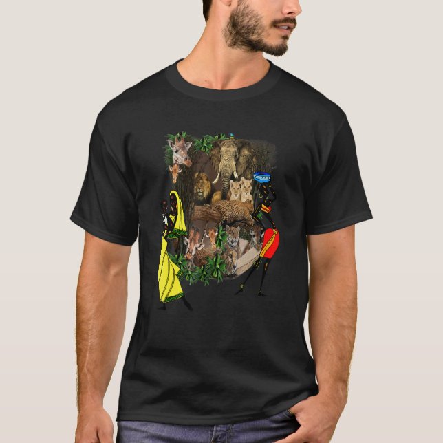 Camiseta Arte da selva tropical africana alegre (Frente)