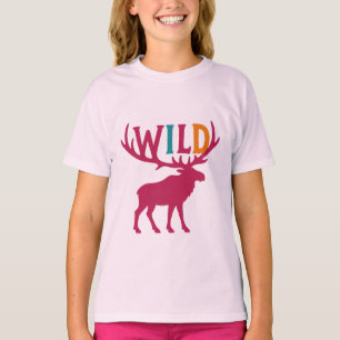 Camiseta Arte da silhueta alce com tipografia de galhardete