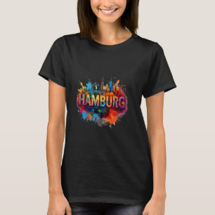 Camiseta Arte da Silhueta de Hamburgo - Desenho Vibrante da