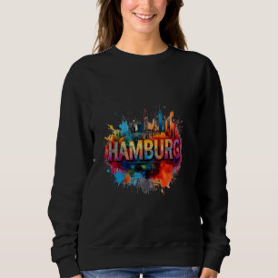 Camiseta Arte da Silhueta de Hamburgo - Desenho Vibrante da