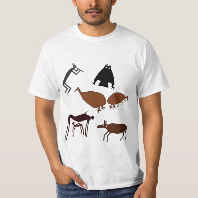 Camiseta Arte da Terra Tribal Antiga - Camisa-T de Animais  (Frente)