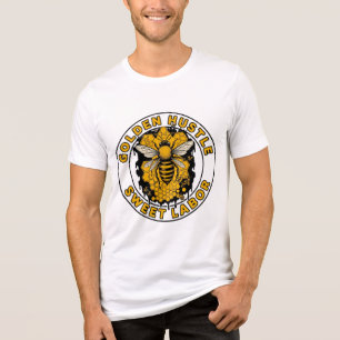 Camiseta Arte de Abelha de Trabalho Doce Agitação Dourada